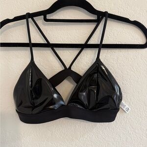 ALO Yoga Glossy Black Strappy Bralette